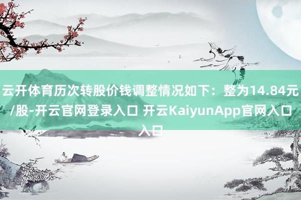 云开体育历次转股价钱调整情况如下：整为14.84元/股-开云官网登录入口 开云KaiyunApp官网入口