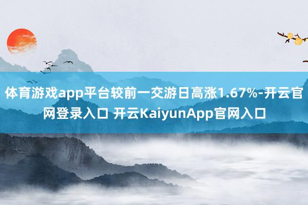 体育游戏app平台较前一交游日高涨1.67%-开云官网登录入口 开云KaiyunApp官网入口